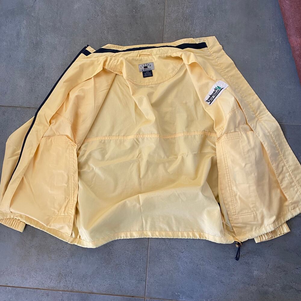 Cutter & Buck Men's M Yellow/Navy‎ Blue Poplin Jacket Full Zip - Picture 7 of 8